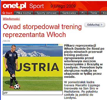 Owad storpedował trening reprezentanta Włoch w Onet.pl