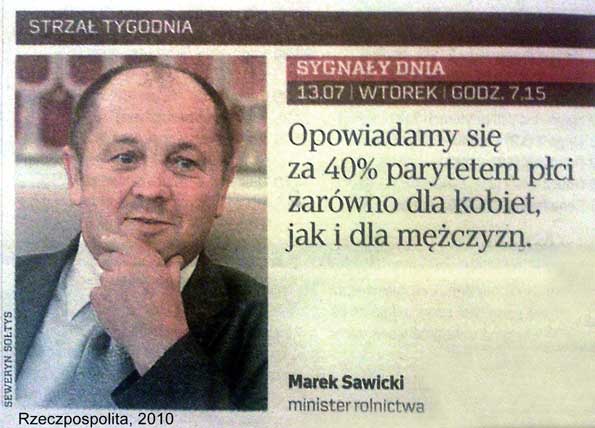 Marek Sawicki opowiada się za 40% parytetem  dla obu płci