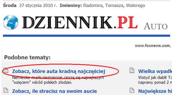 Zobacz w portalu Dziennik.pl, ktre auta kradn najczciej