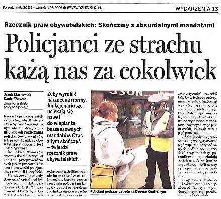 Dziennik.pl: policjanci ze strachu każ nas za cokolwiek